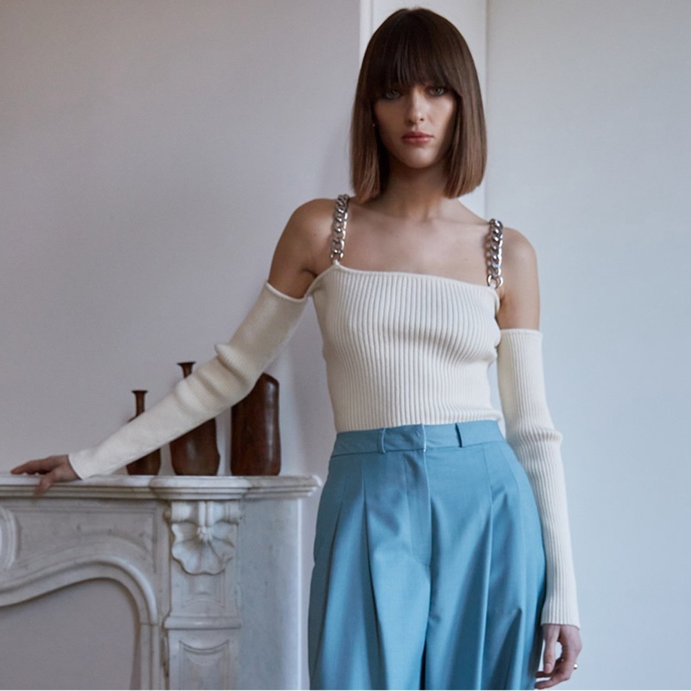 Pixie Market Pia Chain Ribbed Knit Top